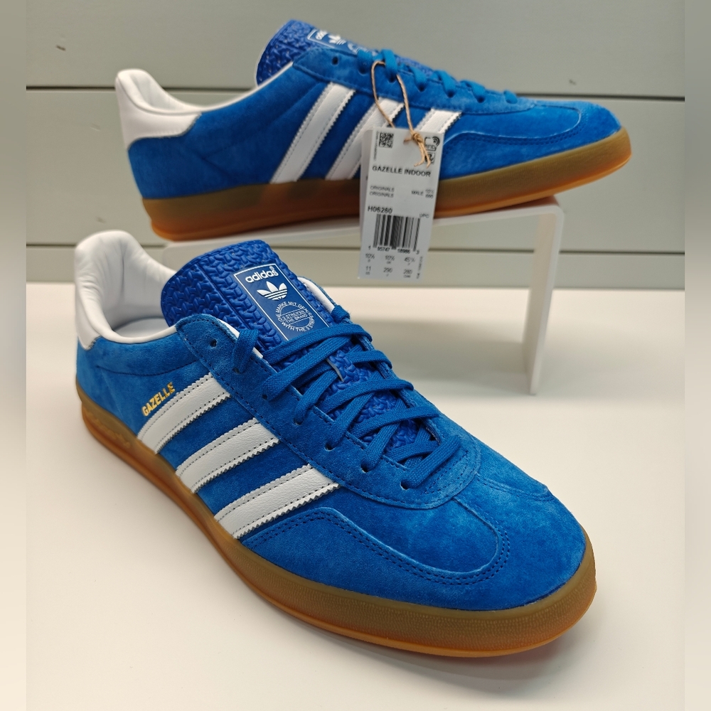 Adidas Gazelle Indoor Blue Bird Gum Casual Suede Leather Sneakers size Men's 11